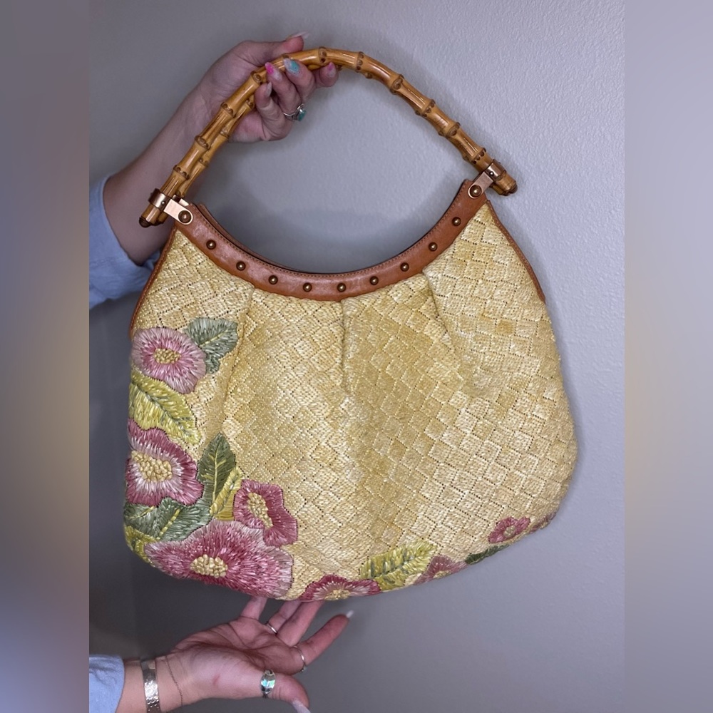 Vintage Gucci Straw bag with bamboo handle
